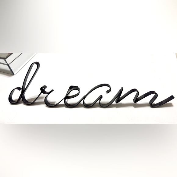 DREAM Black Iron Metal “dream” shelf decor tabletop freestanding sign 21”x7” - Picture 1 of 12